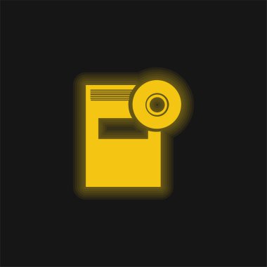 Kitap ve CD Öğrenme Araçları Sarı parlak neon simgesi