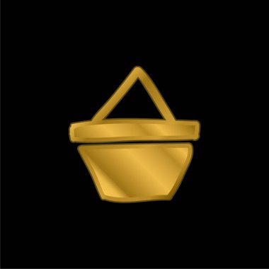 Sepet altın kaplama metalik simge veya logo vektörü