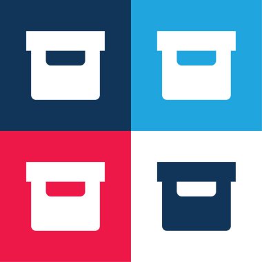 Arşiv mavi ve kırmızı dört renk minimal simge kümesi