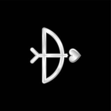 Yay ve Ok gümüş kaplama metalik simge