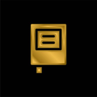 Kitap altın kaplamalı metalik simge veya logo vektörü