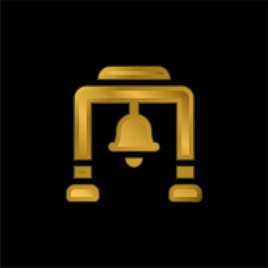 Bell Tower gold plated metalic icon or logo vector clipart