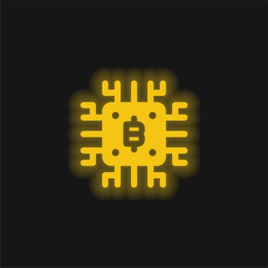 Bitcoin sarı parlayan neon simgesi