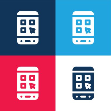 Uygulama mavi ve kırmızı dört renk en küçük simge kümesi