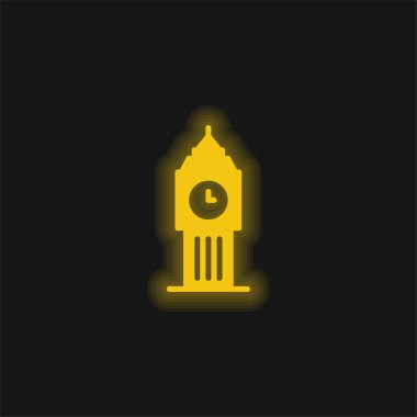 Büyük Ben sarı parlak neon simgesi