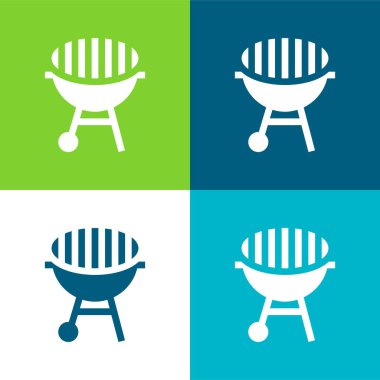 Bbq Düz dört renk en küçük simge kümesi
