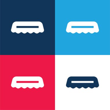 Şişe kapağı mavi ve kırmızı dört renk minimal simge kümesi