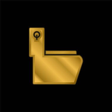 Bathroom gold plated metalic icon or logo vector clipart