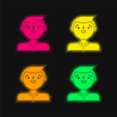 Dört renkli parlak neon vektör simgesi