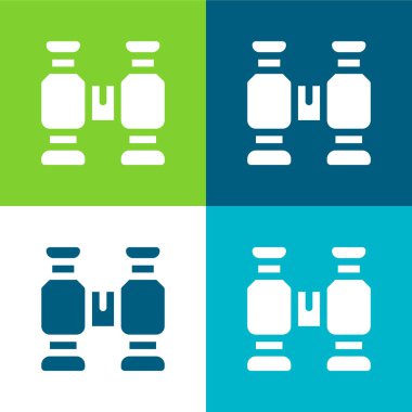 Dürbünler Düz dört renk minimal simgesi seti