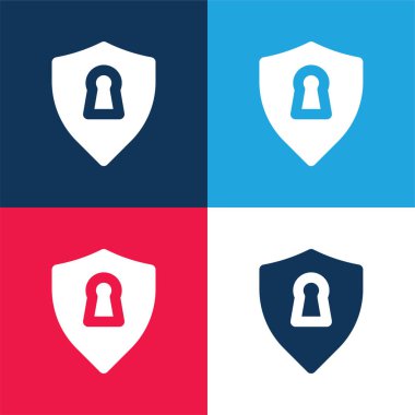 Antivirus blue and red four color minimal icon set clipart