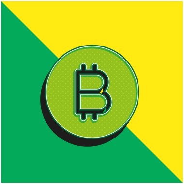 Bitcoin Yeşil ve Sarı modern 3d vektör simgesi logosu