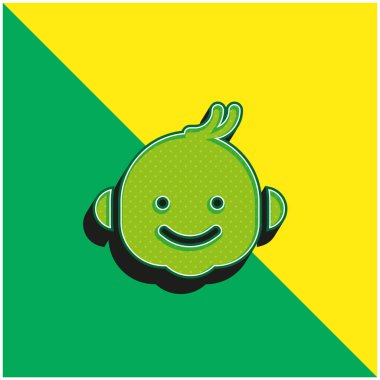 Çocuk Yeşil ve Sarı Modern 3D vektör simgesi logosu