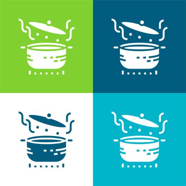 Kaynat Düz 4 renk simgesi seti