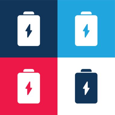 Pil mavi ve kırmızı dört renk minimal simge kümesi