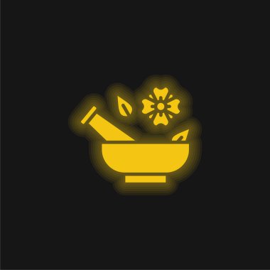 Aromaterapi sarı parlak neon simgesi