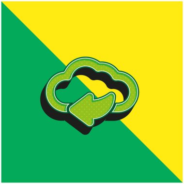 Arka Ok İnternet Bulutu Yeşil ve Sarı 3D vektör simgesi logosu