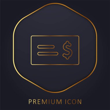 Bank Check golden line premium logo or icon clipart
