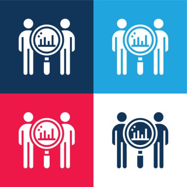 Ölçüm mavi ve kırmızı dört renk minimal simge kümesi