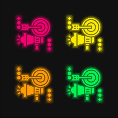 Dört renk parlayan neon vektör simgesi tanıtılıyor