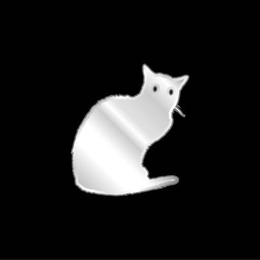 Kara Kedi gümüş kaplama metalik simge