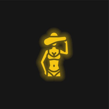 Bikini sarı parlak neon simgesi