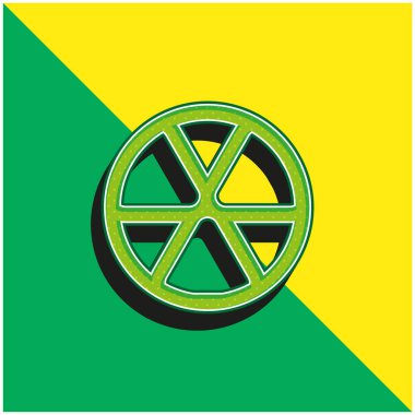 Top Oyuncak Çizgisi Yeşil ve Sarı 3D vektör simgesi