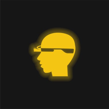 Google Gözlüklü Kel Adam Başı Sarı Parlak Neon simgesi
