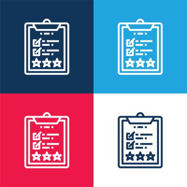 Assessment blue and red four color minimal icon set clipart