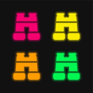 Dürbünler dört renk parlayan neon vektör simgesi