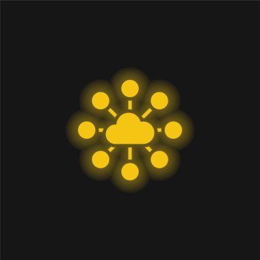 Büyük Veri Sarı Parlayan Neon simgesi