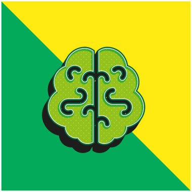 Beyin Yeşili ve Sarı Modern 3D vektör simgesi logosu