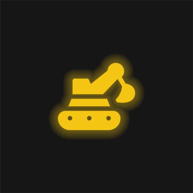 Sarı kepçe parlayan neon simgesi