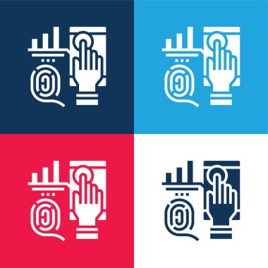 Biometric blue and red four color minimal icon set clipart