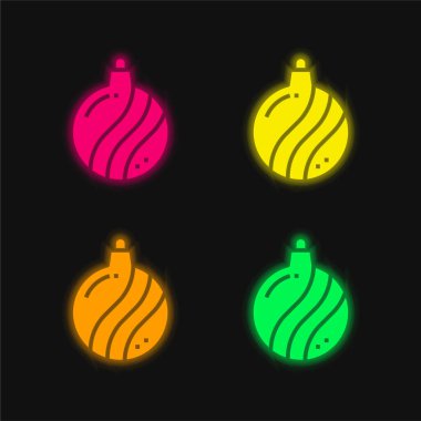 Bauble four color glowing neon vector icon clipart