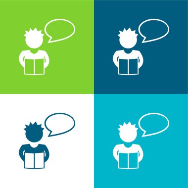 Düz Düz Sınıf için Okuma Oğlan Rengi en az simge seti