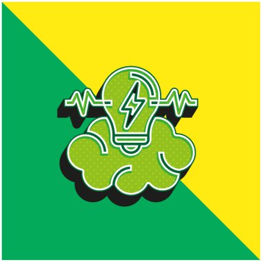 Beyin Fırtınası Yeşil ve Sarı Modern 3D vektör simgesi logosu