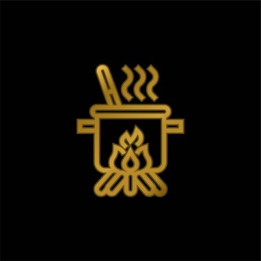 Kaynayan altın kaplama metalik simge veya logo vektörü