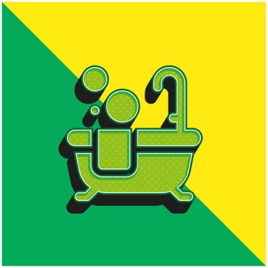Bath Green ve sarı modern 3d vektör simgesi logosu