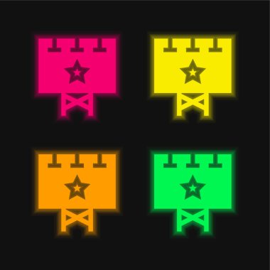 Billboard dört renk parlayan neon vektör simgesi