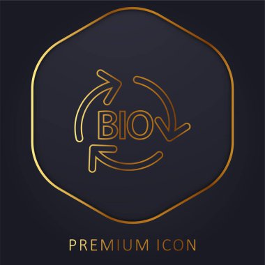 Bio Mass Renewable Energy golden line premium logo or icon clipart