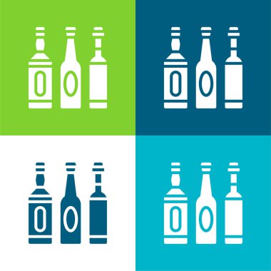 Alkol Düz 4 renk simgesi seti