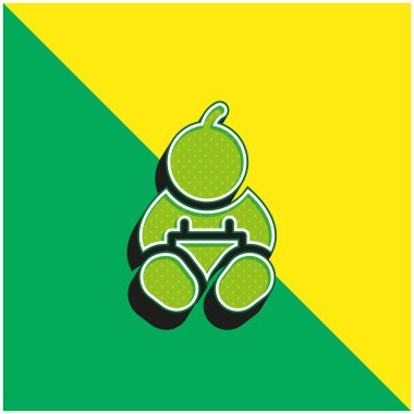 Bebek Çocuk Yeşil ve Sarı Modern 3D vektör simgesi logosu