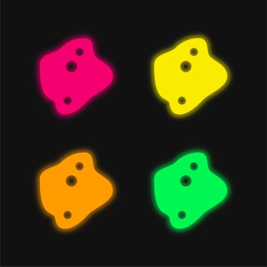 Amoeba four color glowing neon vector icon clipart