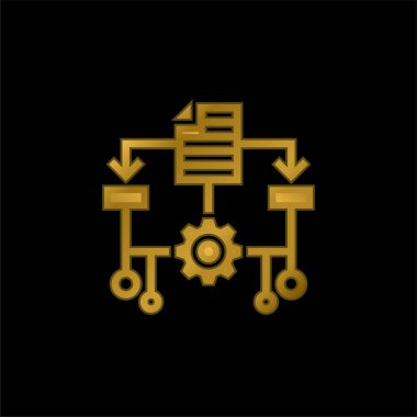 Algoritma altın kaplama metalik simge veya logo vektörü
