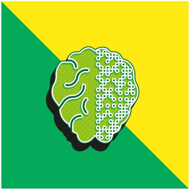 Beyin Yeşili ve Sarı Modern 3D vektör simgesi logosu