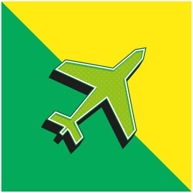 Yeşil ve sarı renkli modern 3d vektör simgesi logosu
