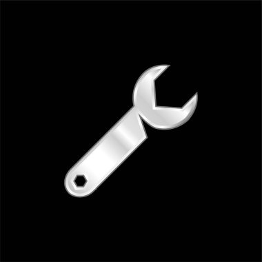 Adjustable Spanner silver plated metallic icon clipart
