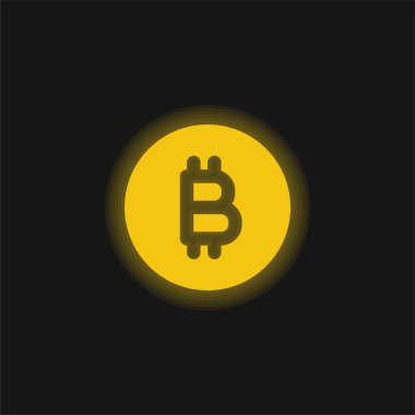 Bitcoin sarı parlayan neon simgesi