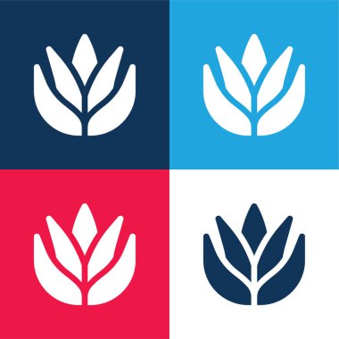 Aloe Vera mavi ve kırmızı dört renk minimal simge seti